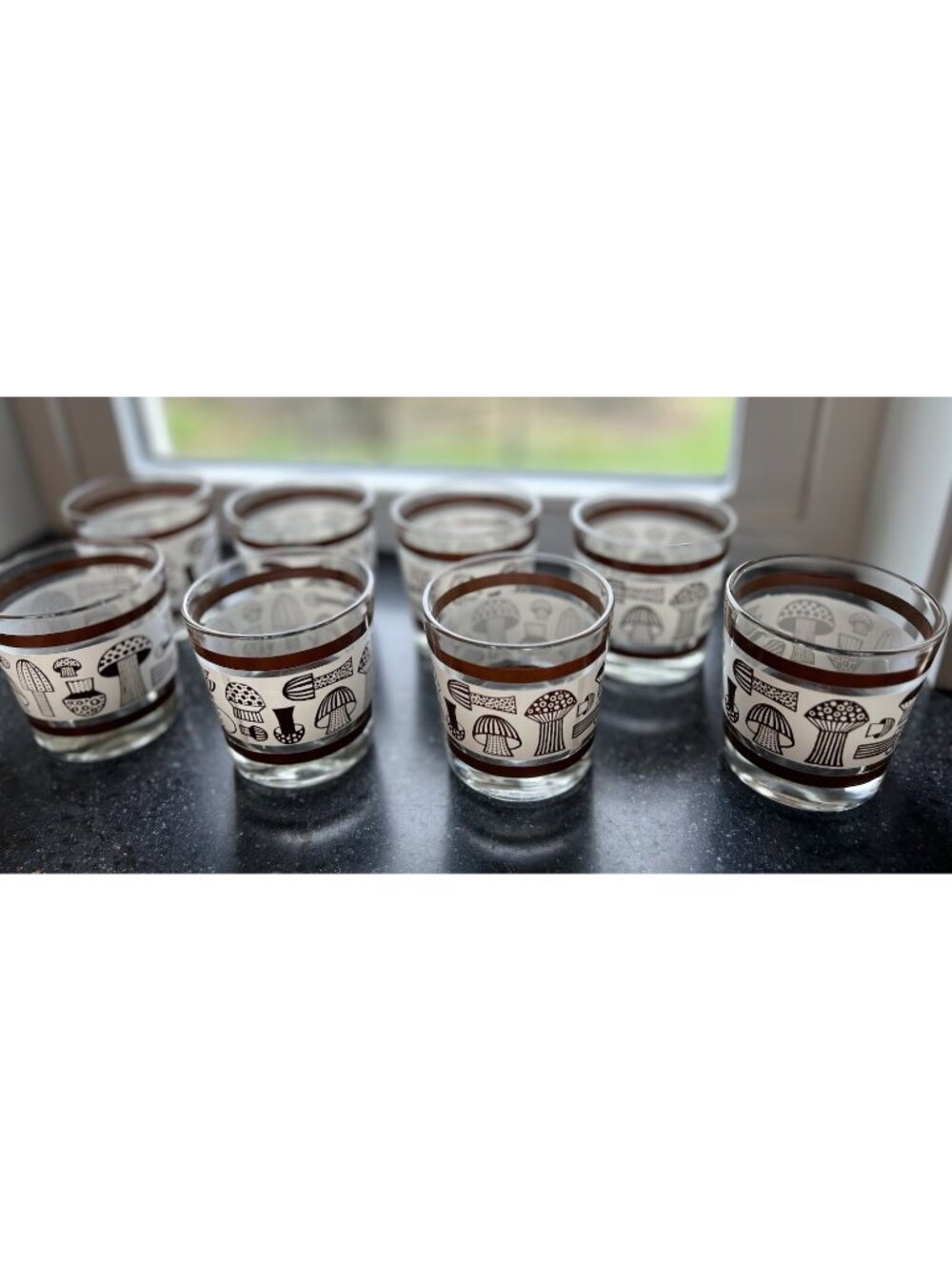 Vintage Set Of EIGHT Mushroom Tumbler Juice Glass Rare Small From My Estate EUC